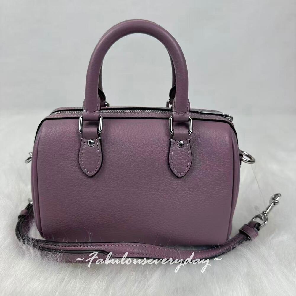 Coach Mini Rowan Bag Crossbody in Leather/Sliver Light Violet Jasmine CW328 NWT - Picture 3 of 8